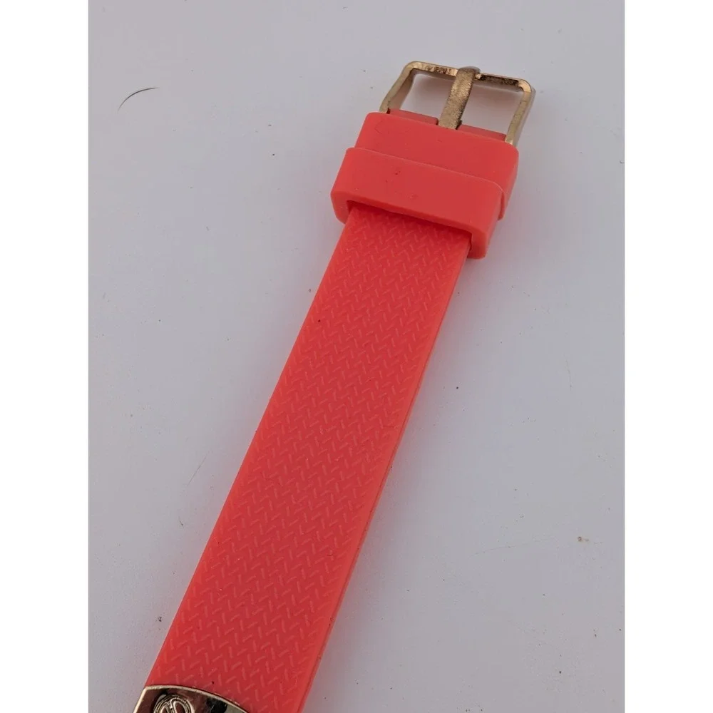 MSPCI Watch Women 36mm Gold Case Coral Silicone Band- New‎ Battery